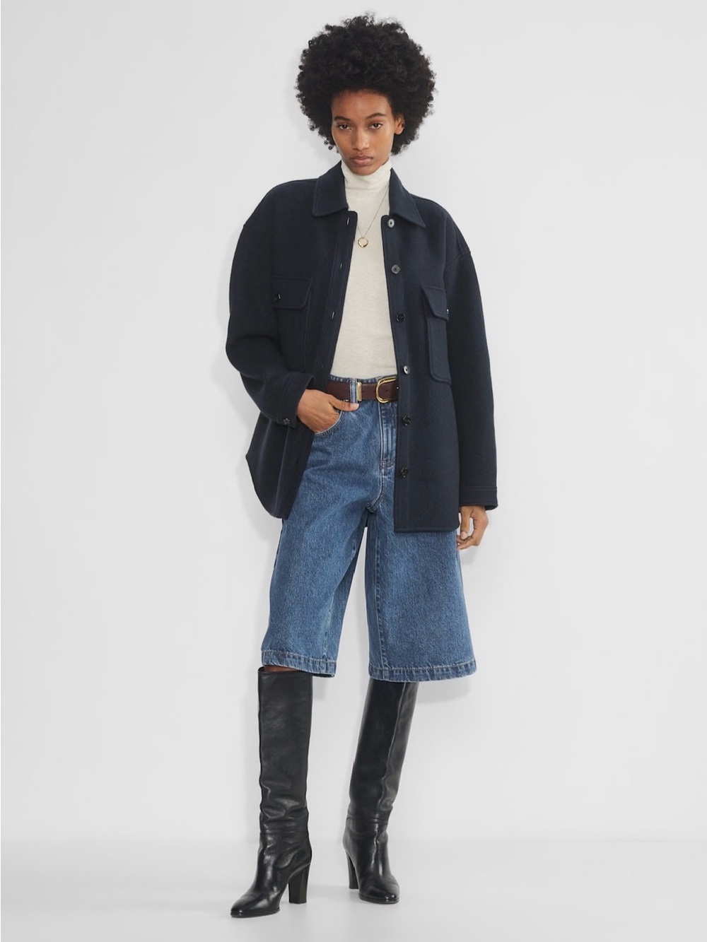 Aritzia Navy Yvonne Merino Wool Jacket